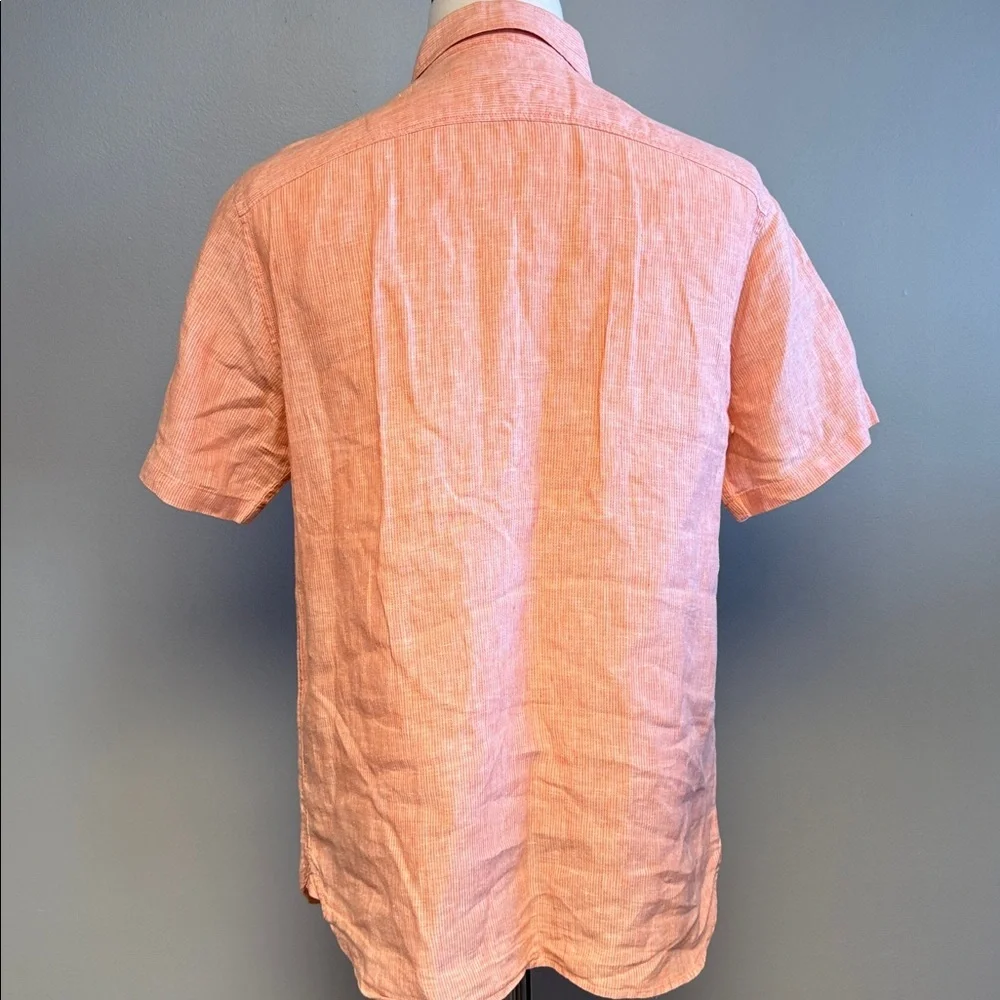 Banana Republic Linen Shirt Camden Fit M Orange Short Sleeve - Picture 4 of 7